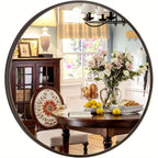 30.1 Inch Classic Round Wall Mirror Bathroom Mirror with Metal Frame Modern Hanging Mirror for Living... - House Of Avana