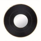 Round Wooden Mirror with Golden Frame - House Of Avana