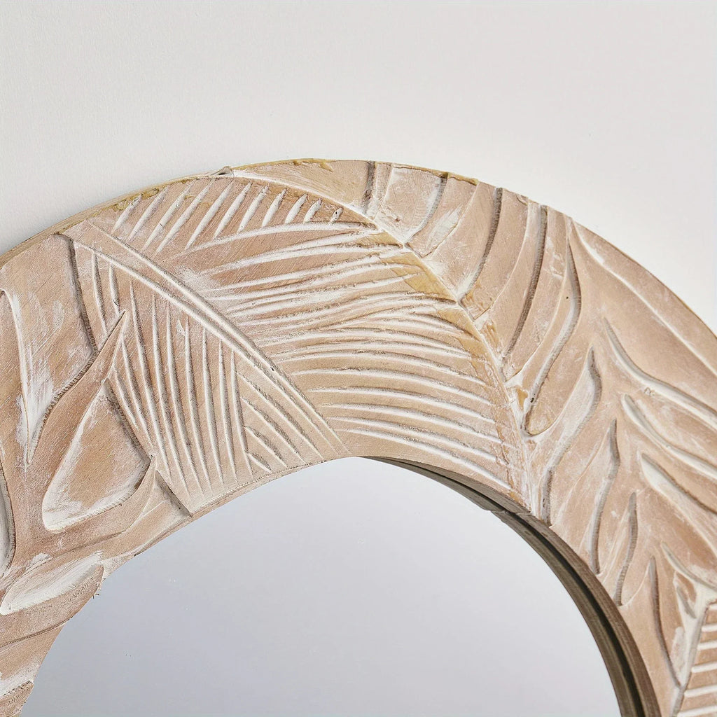 28 In. W X In. H Round Rustic Framed Wall Bathroom Vanity Mirror - House Of Avana