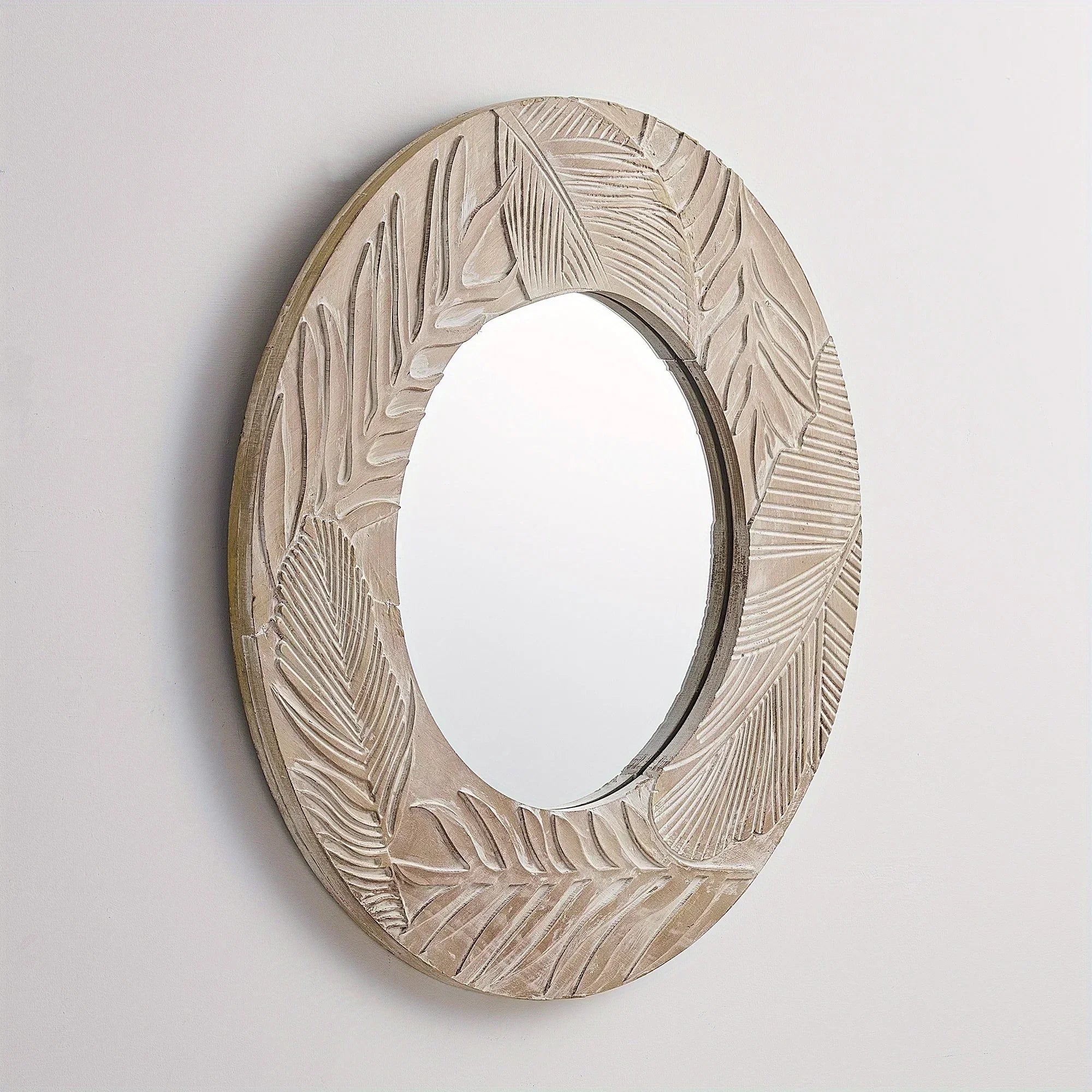 28 In. W X In. H Round Rustic Framed Wall Bathroom Vanity Mirror - House Of Avana