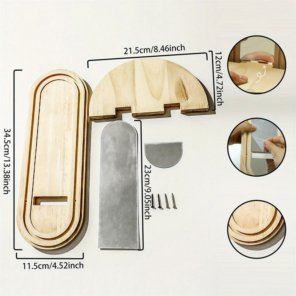 Wall Mirror - Natural Wooden Oval, back view - House Of Avana