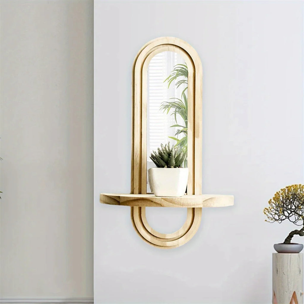 Wall Mirror - Natural Wooden Oval, lifestyle image - House Of Avana