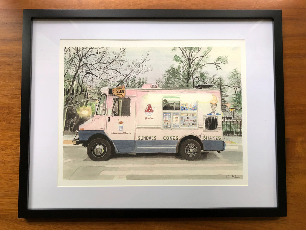 Mister Softee at Dusk, Street Scene, top view - House Of Avana