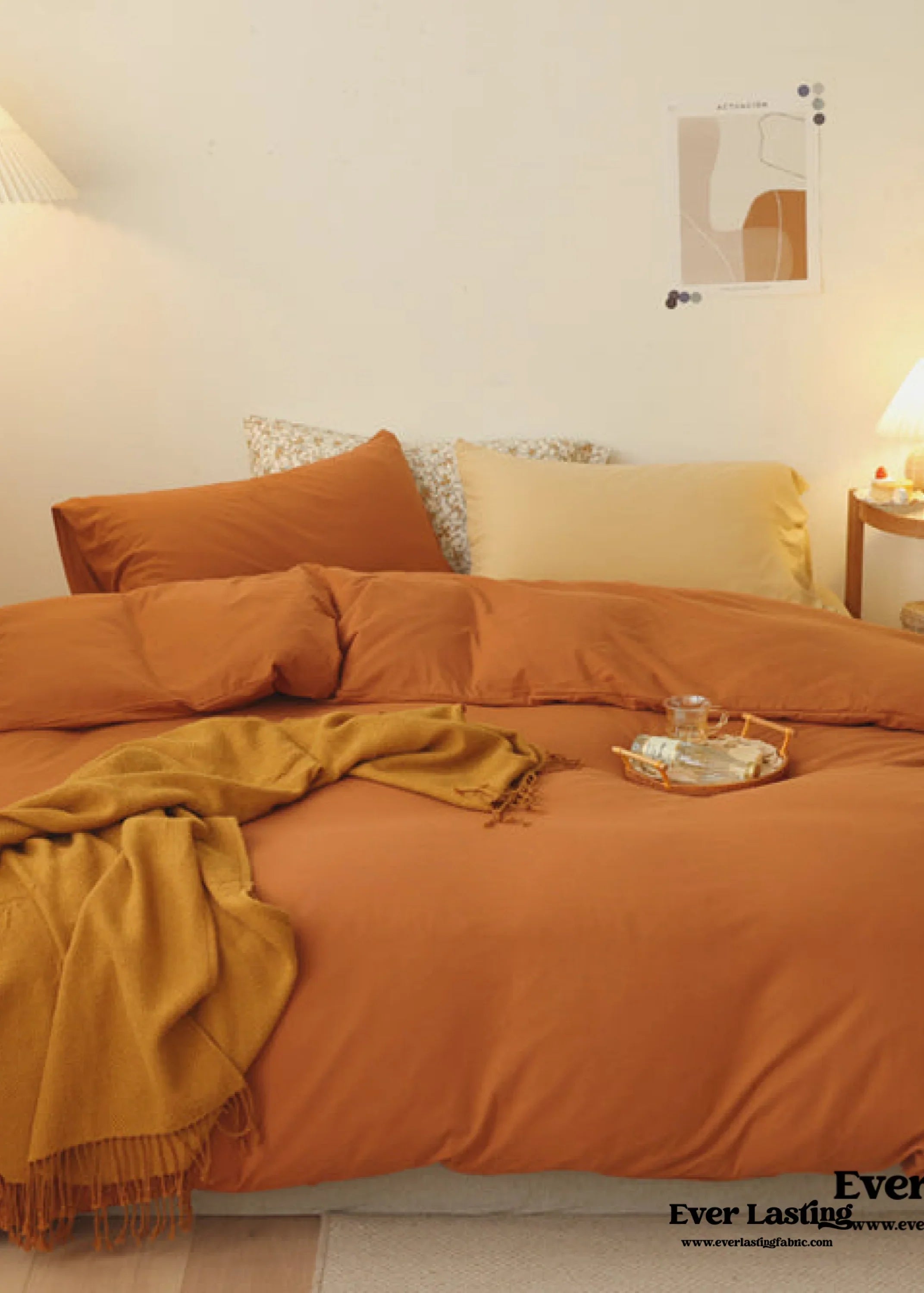 Mixed Color Bedding Set / Custard + Orange Ever Lasting