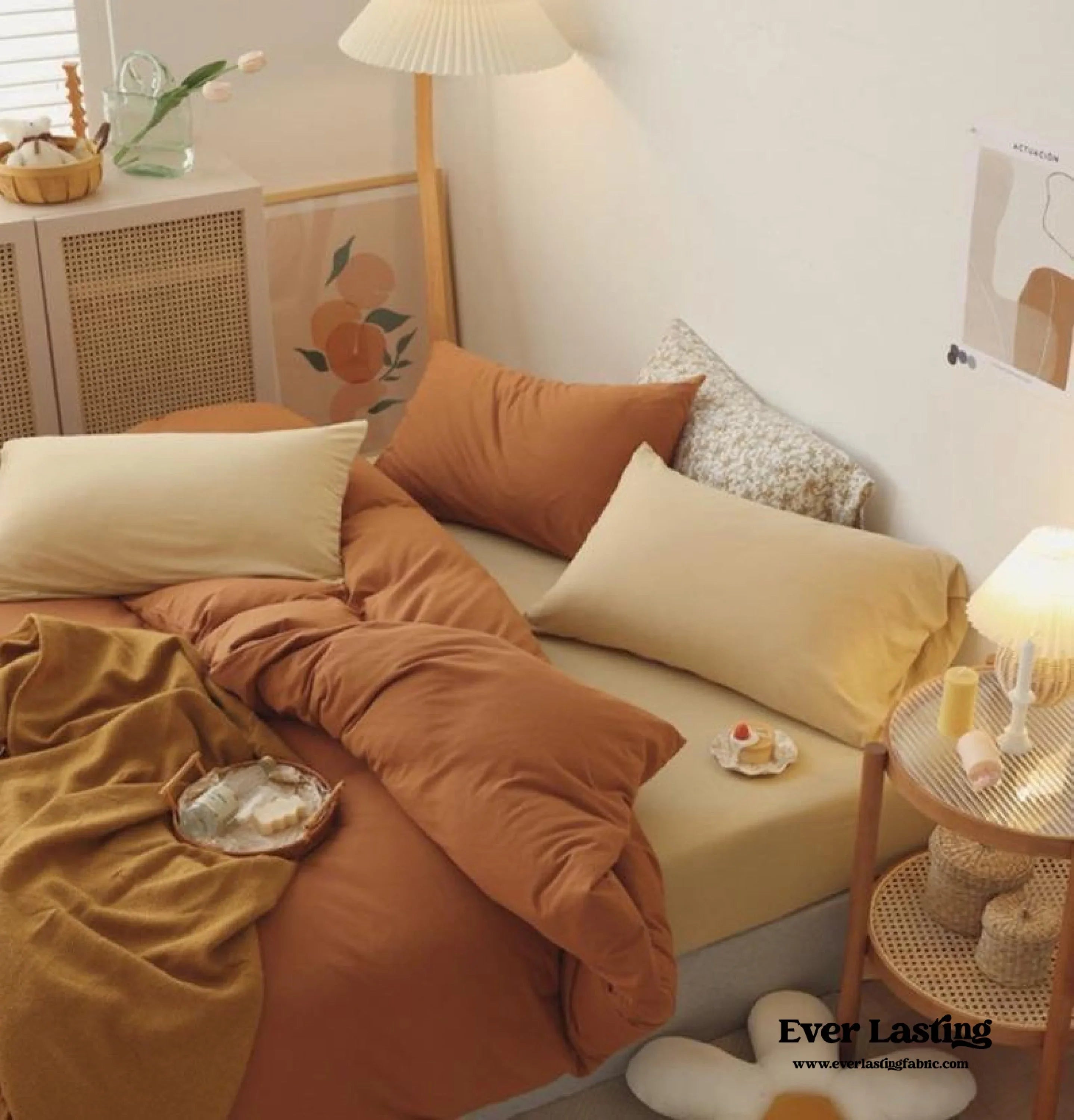 Mixed Color Bedding Set / Custard + Orange Ever Lasting
