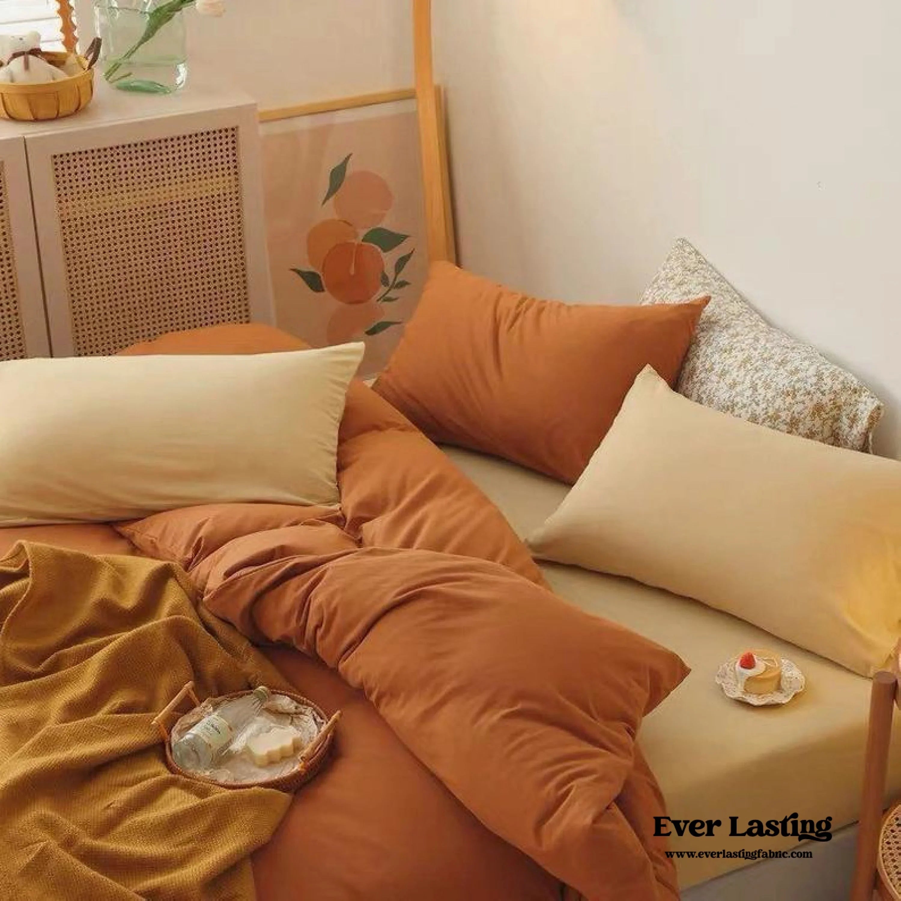 Mixed Color Bedding Set / Custard + Orange Ever Lasting