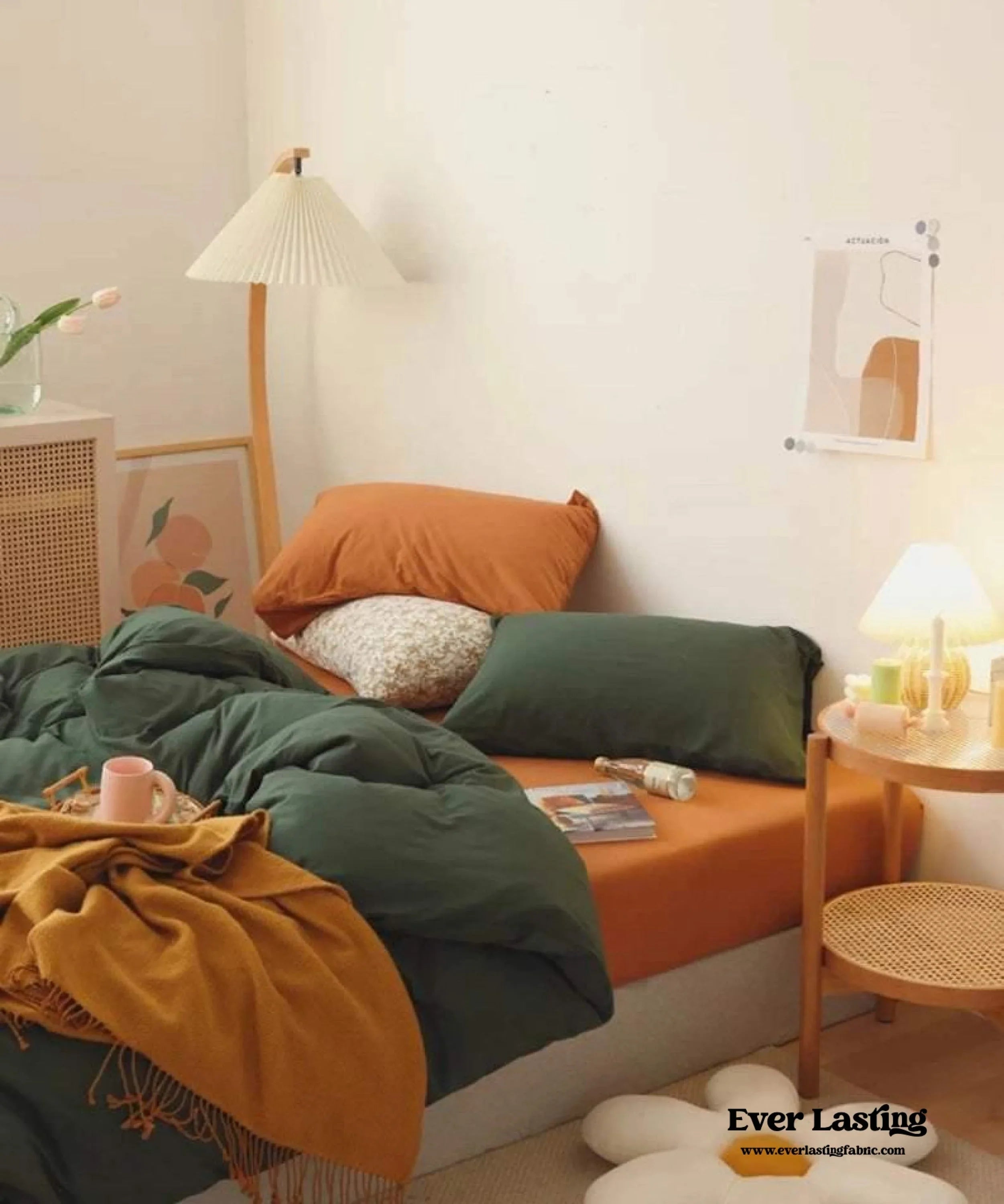 Mixed Color Bedding Set / Custard + Orange Ever Lasting