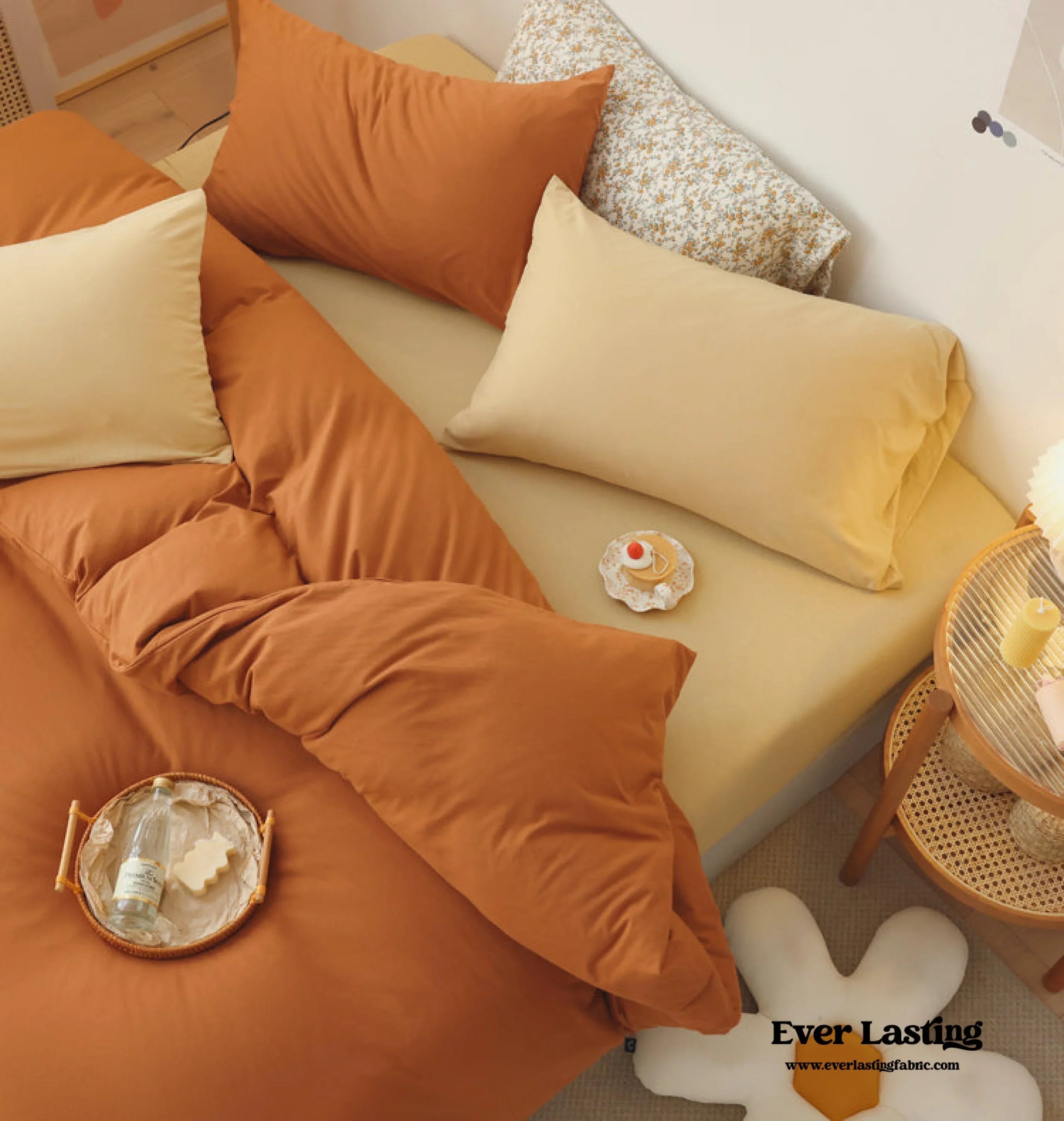 Mixed Color Bedding Set / Custard + Orange Ever Lasting