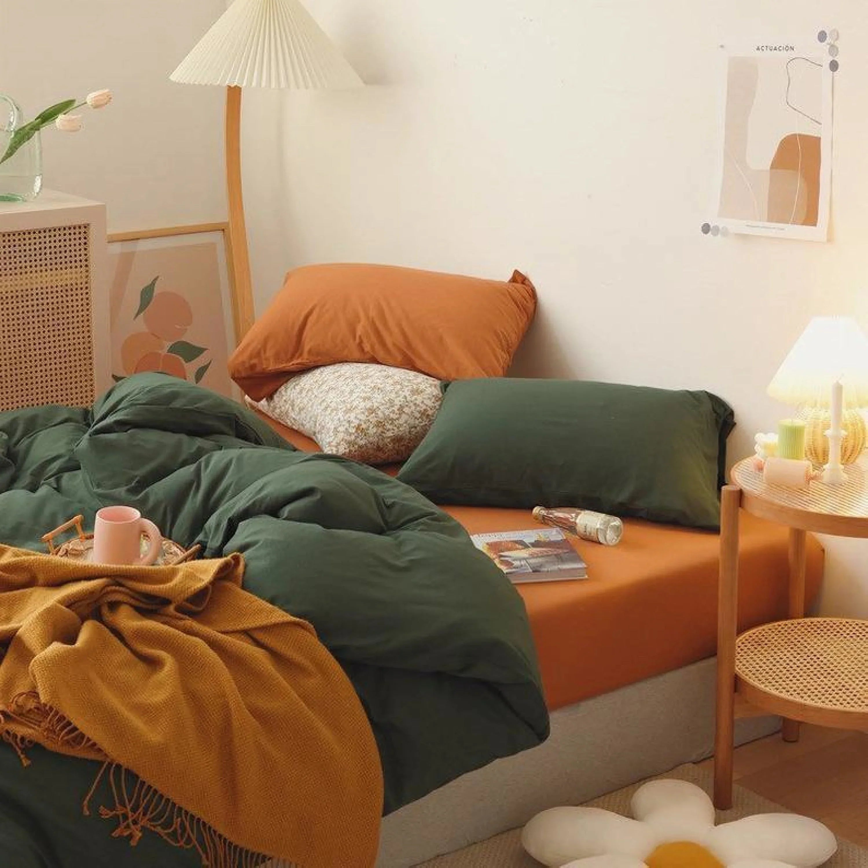 Mixed Color Bedding Set / Custard + Orange Ever Lasting