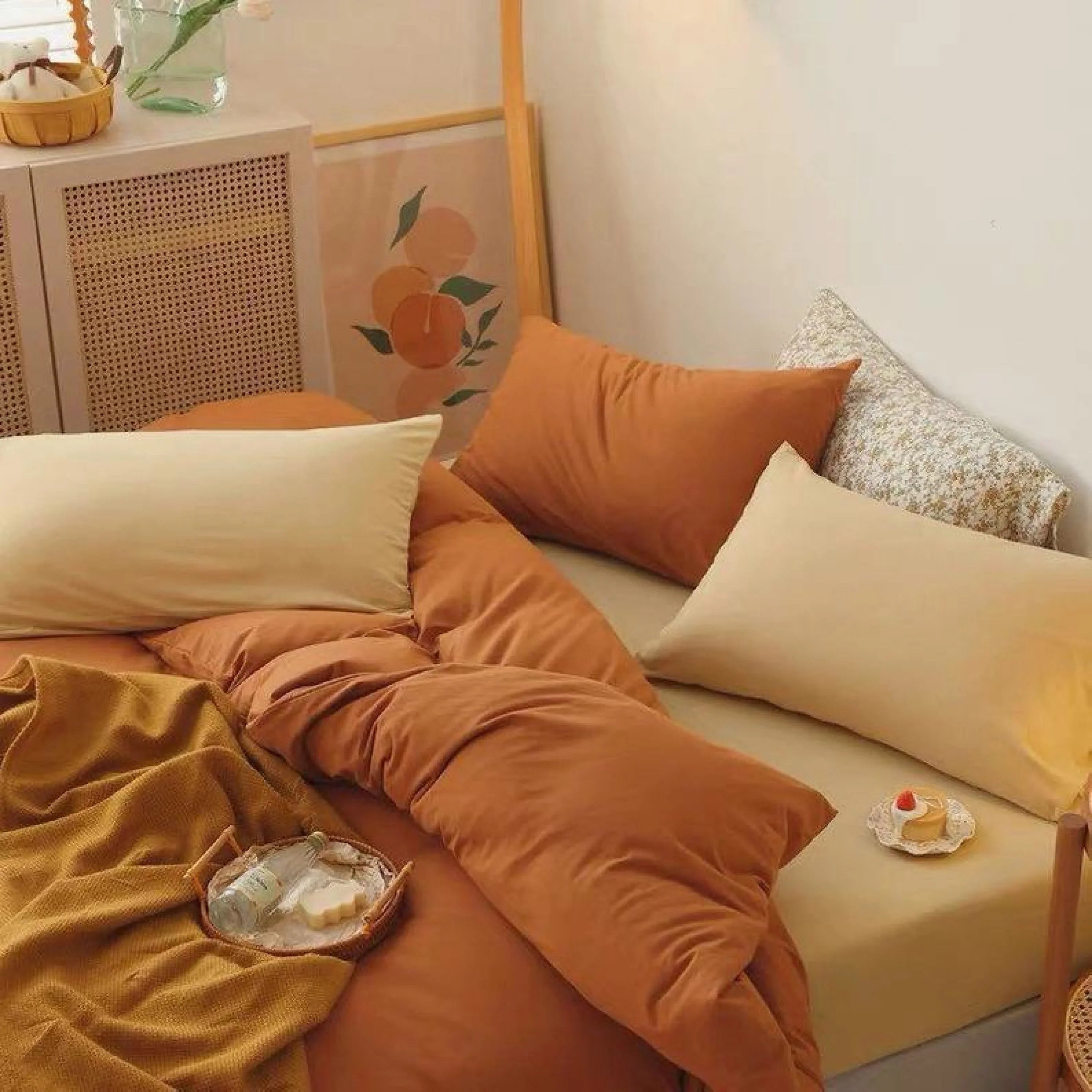 Mixed Color Bedding Set / Custard + Orange Ever Lasting