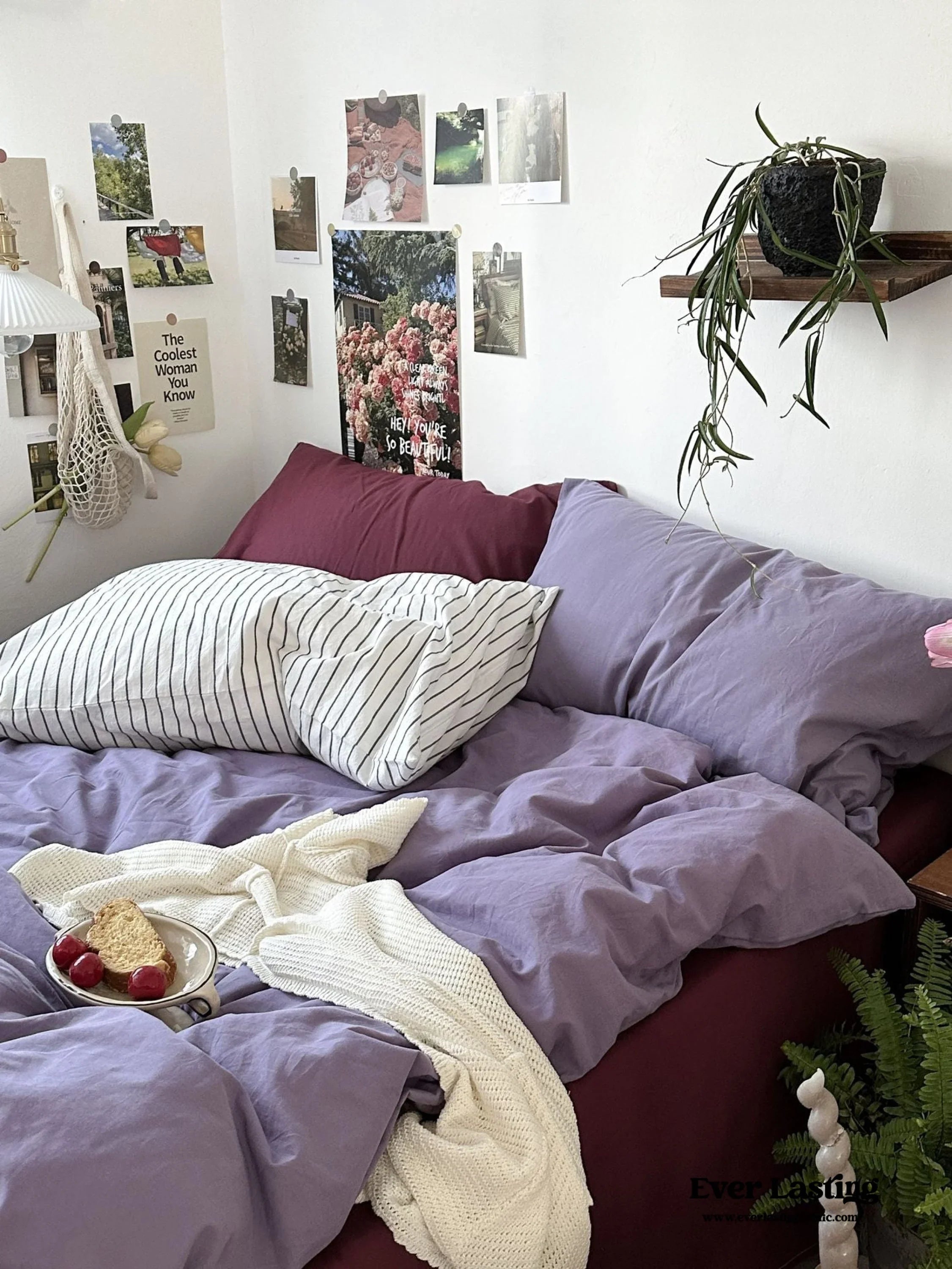 Mixed Color Berry Crush Washed Cotton Bedding Set Ever Lasting