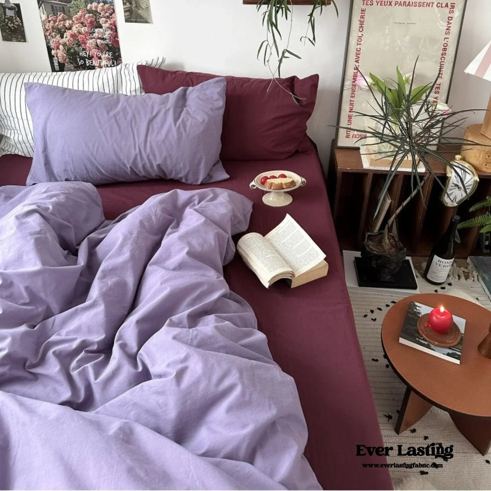 Mixed Color Berry Crush Washed Cotton Bedding Set Ever Lasting