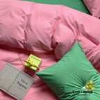 Mixed Color Maximalist Bedding Set / Green + Pink Ever Lasting
