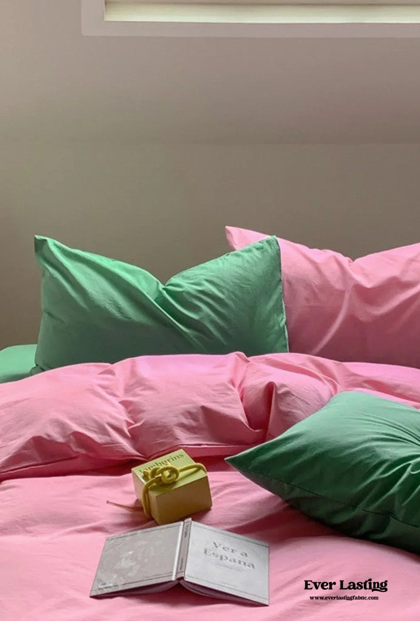 Mixed Color Maximalist Bedding Set / Green + Pink Ever Lasting