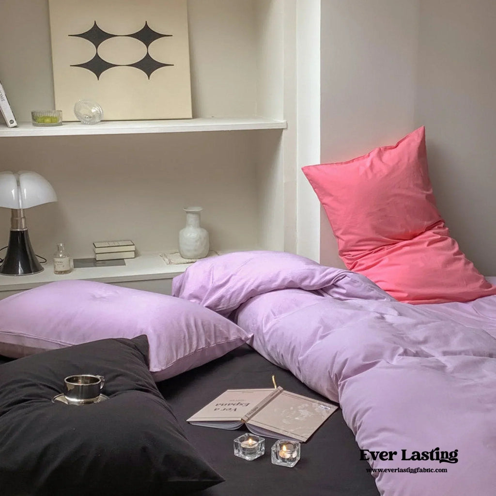 Mixed Color Maximalist Bedding Set / Purple + Black Ever Lasting