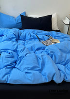 Mixed Color Ocean Crush Washed Cotton Bedding Set / White + Blue Ever Lasting