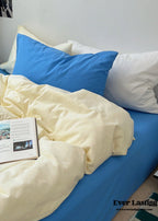 Mixed Color Ocean Crush Washed Cotton Bedding Set / White + Blue Ever Lasting