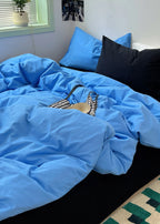 Mixed Color Ocean Crush Washed Cotton Bedding Set / White + Blue Ever Lasting