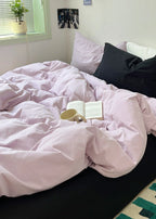 Mixed Color Ocean Crush Washed Cotton Bedding Set / White + Blue Ever Lasting