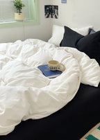 Mixed Color Ocean Crush Washed Cotton Bedding Set / White + Blue Ever Lasting