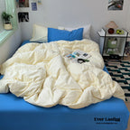 Mixed Color Ocean Crush Washed Cotton Bedding Set / White + Blue Ever Lasting