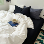 Mixed Color Ocean Crush Washed Cotton Bedding Set / White + Blue Ever Lasting