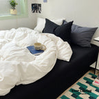 Mixed Color Ocean Crush Washed Cotton Bedding Set / White + Blue Ever Lasting