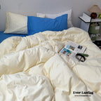 Mixed Color Ocean Crush Washed Cotton Bedding Set / White + Blue Ever Lasting