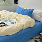 Mixed Color Ocean Crush Washed Cotton Bedding Set / White + Blue Ever Lasting