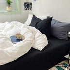 Mixed Color Ocean Crush Washed Cotton Bedding Set / White + Blue Ever Lasting
