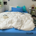 Mixed Color Ocean Crush Washed Cotton Bedding Set / White + Blue Ever Lasting