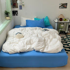 Mixed Color Ocean Crush Washed Cotton Bedding Set / White + Blue Ever Lasting