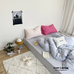 Mixed Color Washed Cotton Bedding Set / Baby Pink + White Ever Lasting