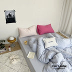 Mixed Color Washed Cotton Bedding Set / Baby Pink + White Ever Lasting