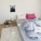 Mixed Color Washed Cotton Bedding Set / Baby Pink + White Ever Lasting