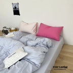 Mixed Color Washed Cotton Bedding Set / Baby Pink + White Ever Lasting