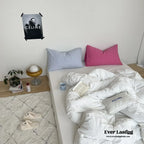 Mixed Color Washed Cotton Bedding Set / Baby Pink + White Ever Lasting