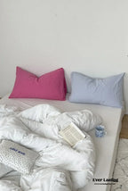 Mixed Color Washed Cotton Bedding Set / Baby Pink + White Ever Lasting