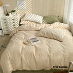 Mixed Gingham Bedding Set / Brown + Green Ever Lasting