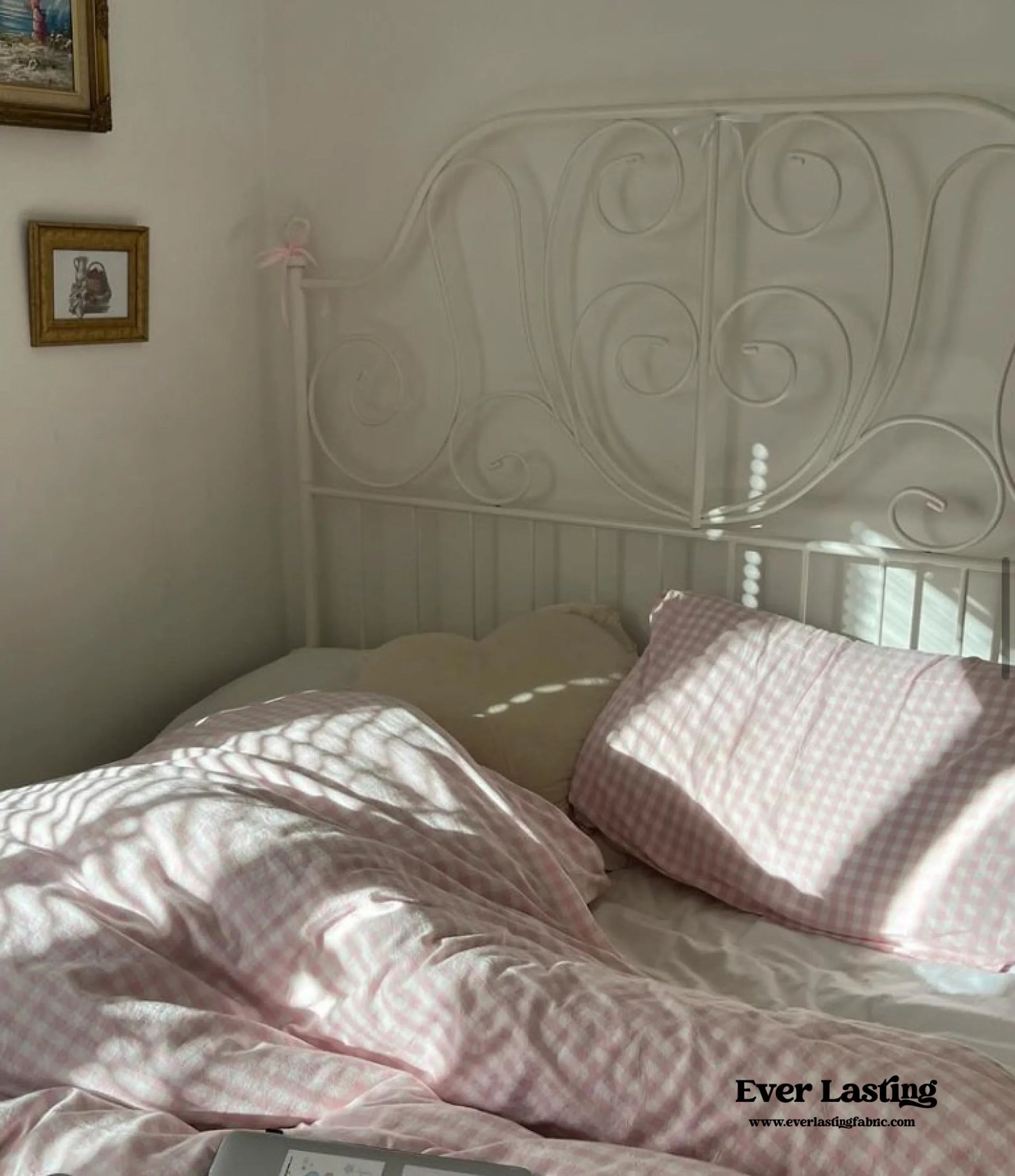 Mixed Gingham Bedding Set / Pink + Yellow Ever Lasting