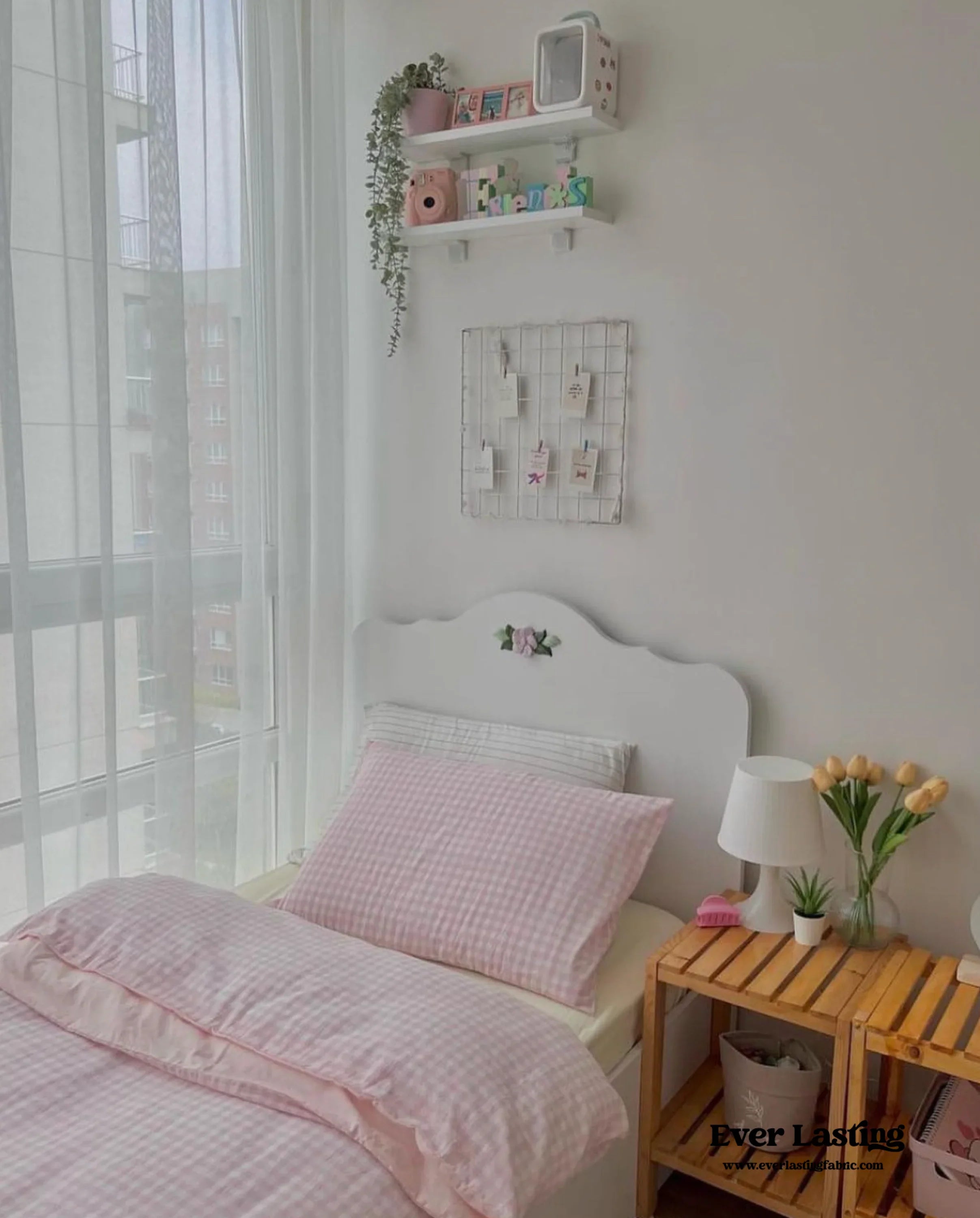 Mixed Gingham Bedding Set / Pink + Yellow Ever Lasting