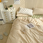 Mixed Gingham Bedding Set / Pink + Yellow