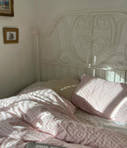 Mixed Gingham Bedding Set / Pink + Yellow