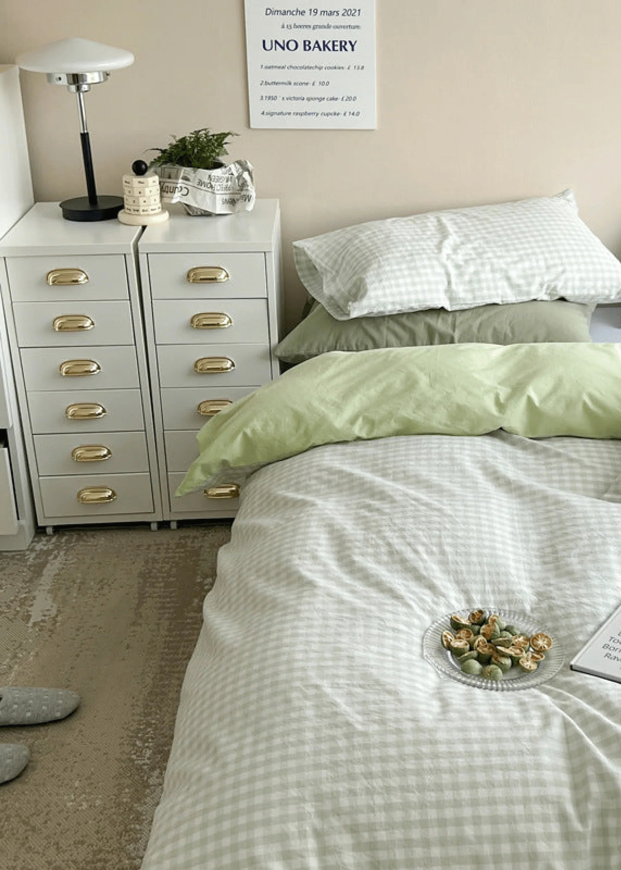 Mixed Gingham Bedding Set / Pink + Yellow Ever Lasting