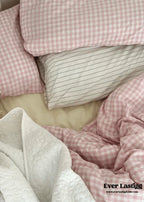 Mixed Gingham Bedding Set / Pink + Yellow Ever Lasting