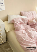 Mixed Gingham Bedding Set / Pink + Yellow Ever Lasting