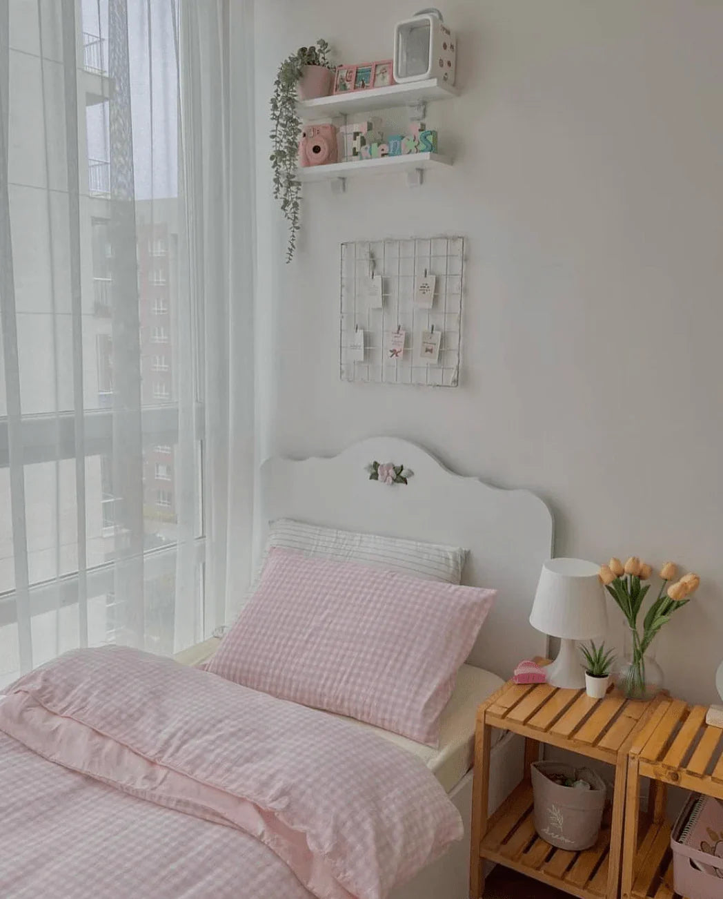 Mixed Gingham Bedding Set / Pink + Yellow Ever Lasting