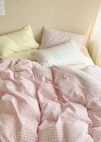Mixed Gingham Bedding Set / Pink + Yellow Ever Lasting