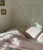 Mixed Gingham Bedding Set / Pink + Yellow