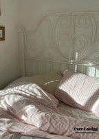 Mixed Gingham Bedding Set / Pink + Yellow